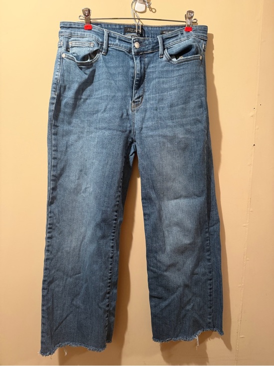 Judy Blue Denim - Judy Blue Wide Leg Raw Hem Jeans Women’s Size 15/32